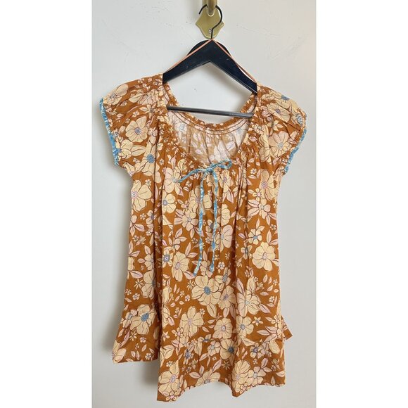 FREE PEOPLE Frankie Floral Tunic in Honey Ginger Combo Size Small - Picture 3 of 9